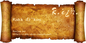 Rakk Ákos névjegykártya
